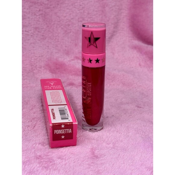 New! Poinsettia Jeffree Star Velour Liquid Lipstick VLL NWT NIB Red Metallic - Picture 3 of 6